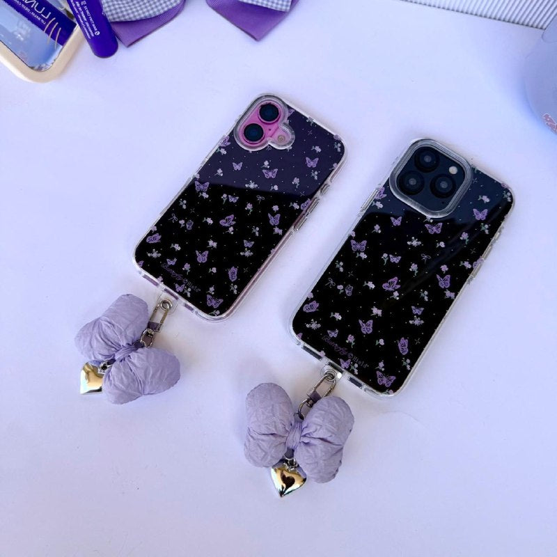Black Butterfly Flowers Phone Case