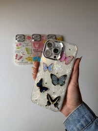 Transparent Butterfly with Lens Protector Phone Case