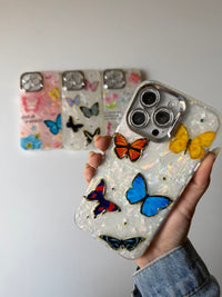 Transparent Butterfly with Lens Protector Phone Case