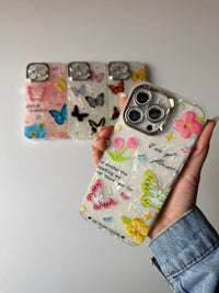 Transparent Butterfly with Lens Protector Phone Case