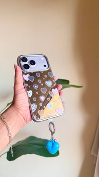 Silver Hearts With Mirror case