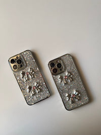 Glittery Case with 3D Bow Ribbons