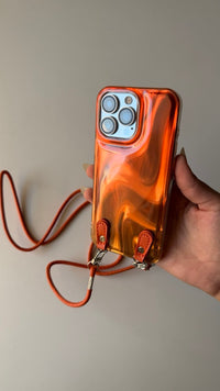 Glossy Wrinkles Phone Case with Crossbody Strap