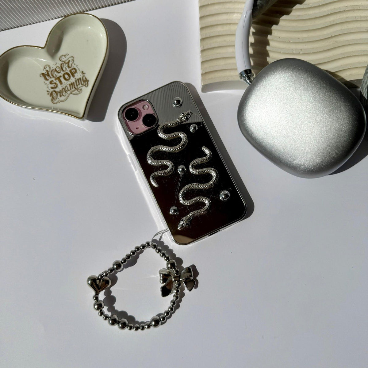 Silver Snake Mirror Phone Case