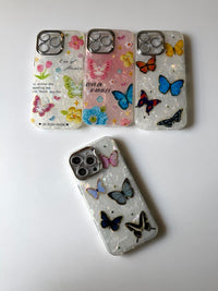 Transparent Butterfly with Lens Protector Phone Case