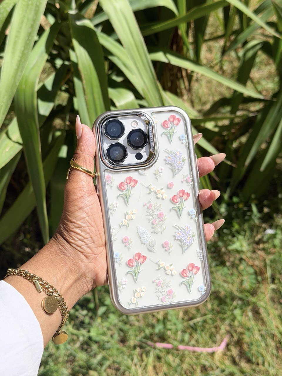 Silver Frame With Flowers Phone Case
