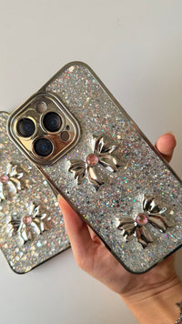 Glittery Case with 3D Bow Ribbons