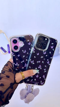 Black Butterfly Flowers Phone Case