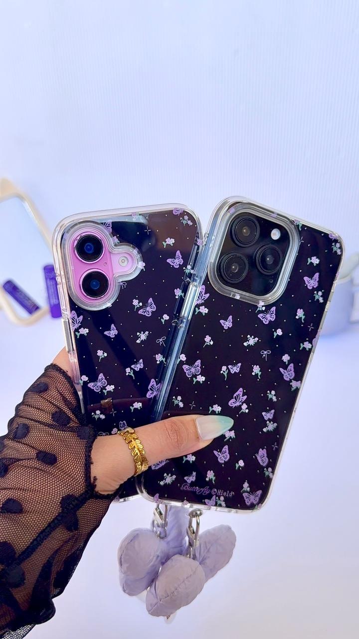 Black Butterfly Flowers Phone Case