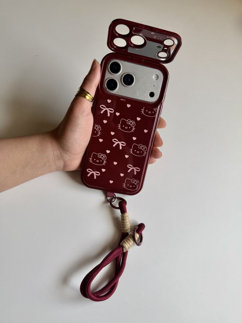 Red Wine Flip Mirror Phone Case