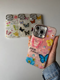 Transparent Butterfly with Lens Protector Phone Case
