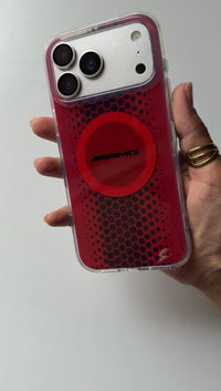 Acrylic Mercedes Phone Case with Red Racing Stripe (AMG-Style)