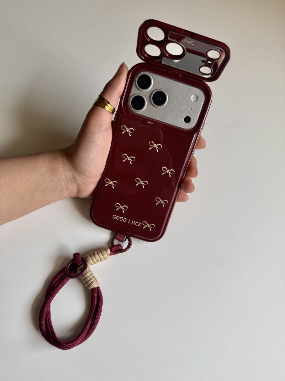 Red Wine Flip Mirror Phone Case