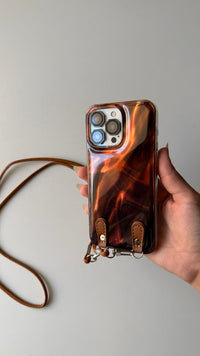 Glossy Wrinkles Phone Case with Crossbody Strap